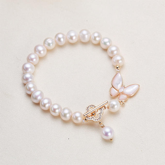 Water pearl elegant butterfly toggle necklace bracelet
