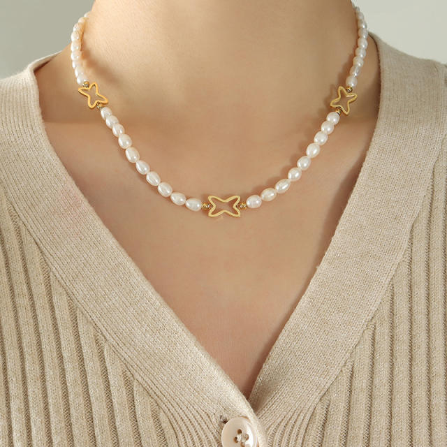 INS water pearl bead choker necklace