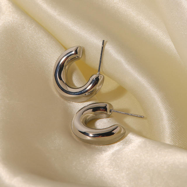 Chunky open hoop stainless steel earrings