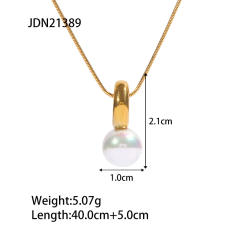 Vintage water pearl pendant snake chain stainless steel necklace