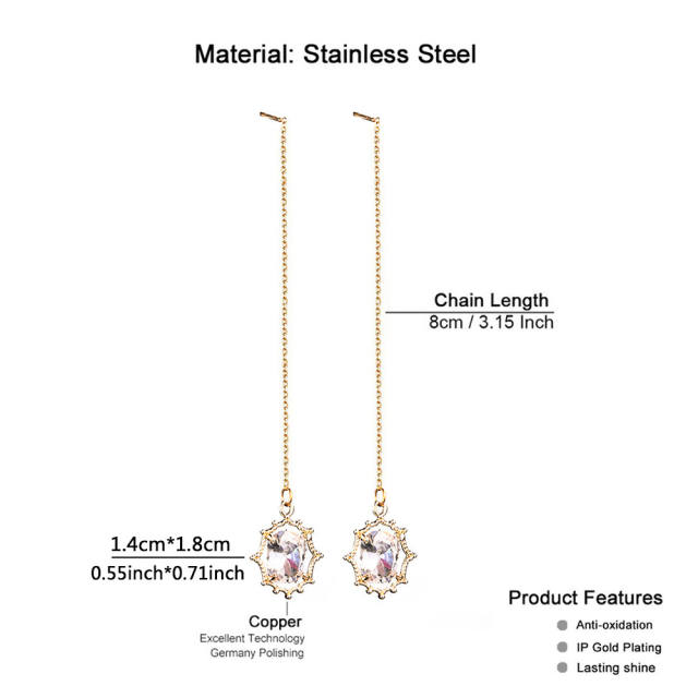 Korean fashion punk trend stainless steel threader earrings