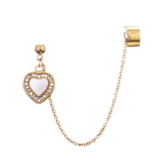 Creative korean fashion enamel heart stainless steel earrings ear cuff (1pcs price)