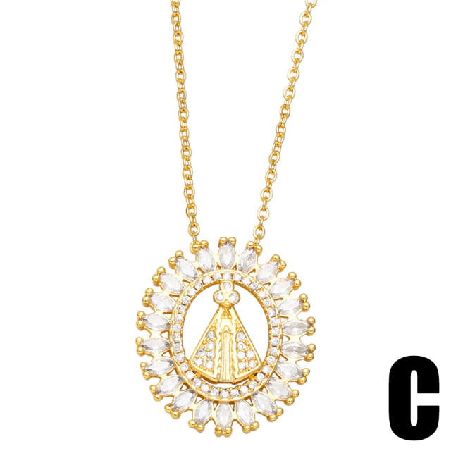 Occident fashion virgin mary pendant real gold plated necklace
