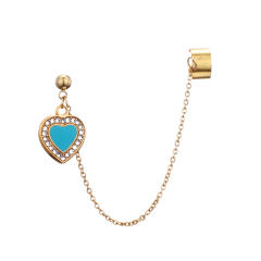 Creative korean fashion enamel heart stainless steel earrings ear cuff (1pcs price)