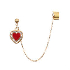 Creative korean fashion enamel heart stainless steel earrings ear cuff (1pcs price)