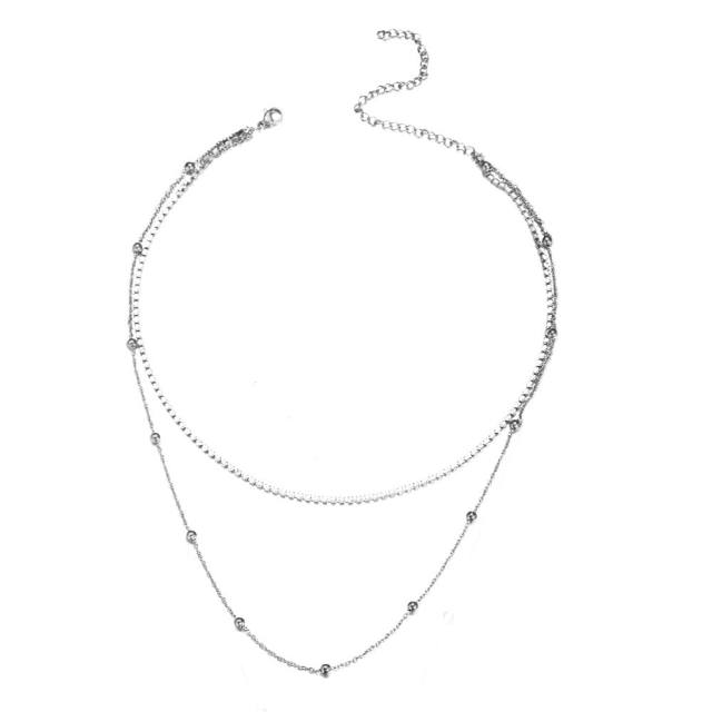 Korean fashion dainty stainless steel choker necklace