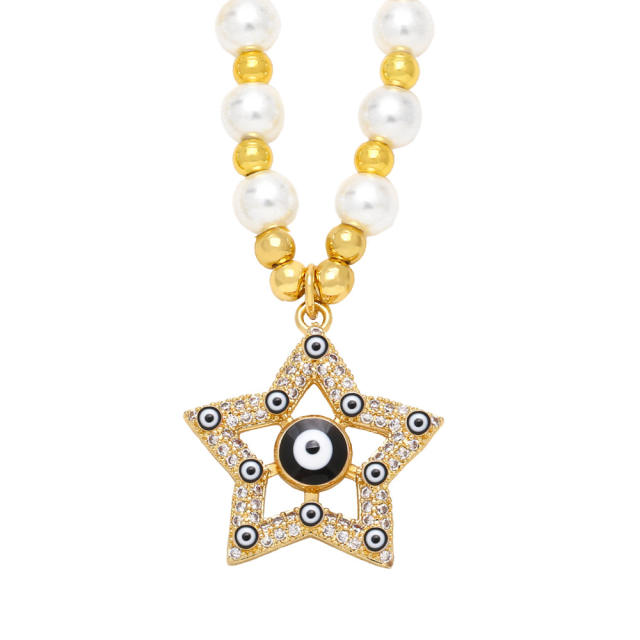 Occident fashion hollow star pendant evil eye series bead necklace