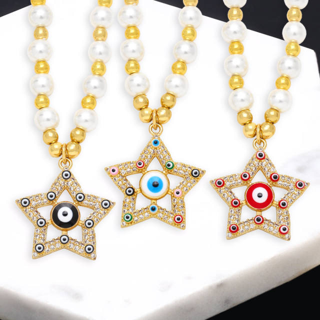 Occident fashion hollow star pendant evil eye series bead necklace