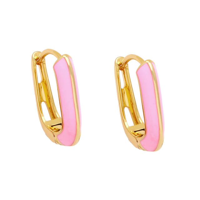 Easy match color enamel huggie earrings