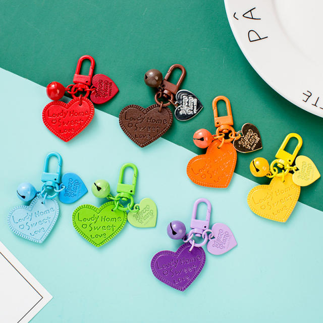 Cute candy color letter heart keychain