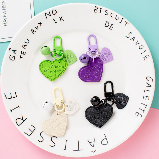 Cute candy color letter heart keychain