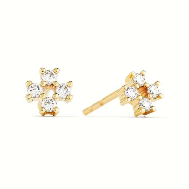 Easy match INS trend gold plated copper tiny studs earrings