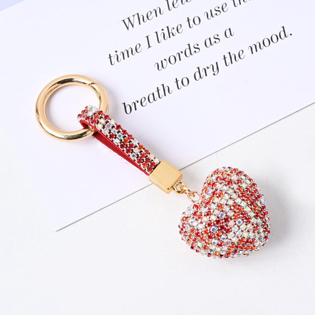 Korean fashion diamond heart women keychain