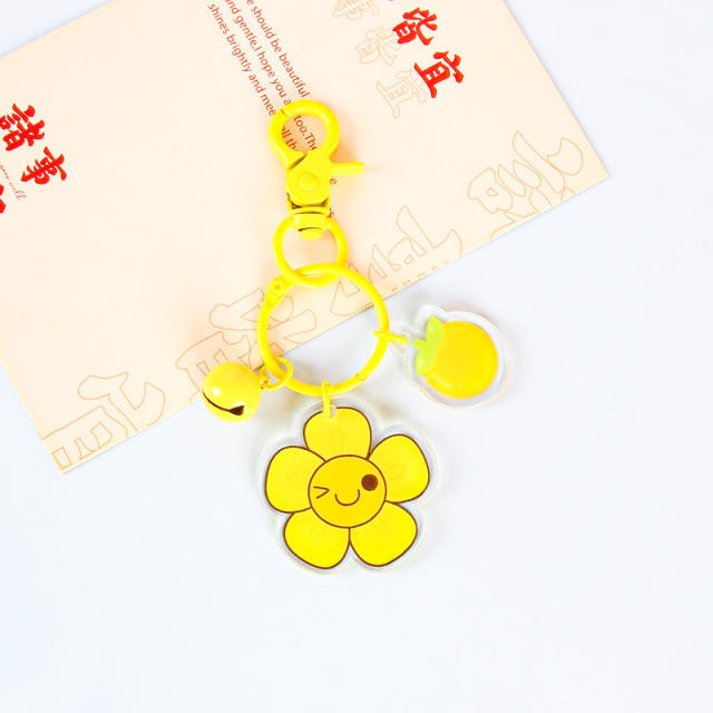 Cute colorful acrylic double side flower keychain