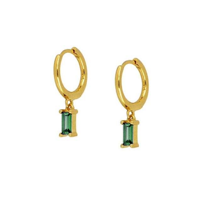 925 needle copper material color cubic zircon huggie earrings