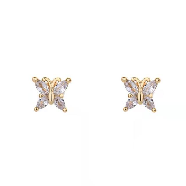 925 needle white color cubic zircon statment copper studs earrings