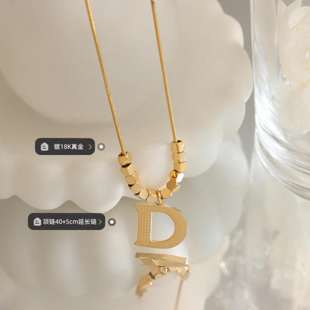 Hiphop initial letter D pendant stainless steel necklace