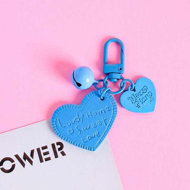 Cute candy color letter heart keychain