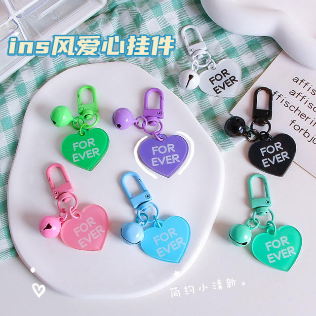 INS trend colorful acrylic heart cute keychain