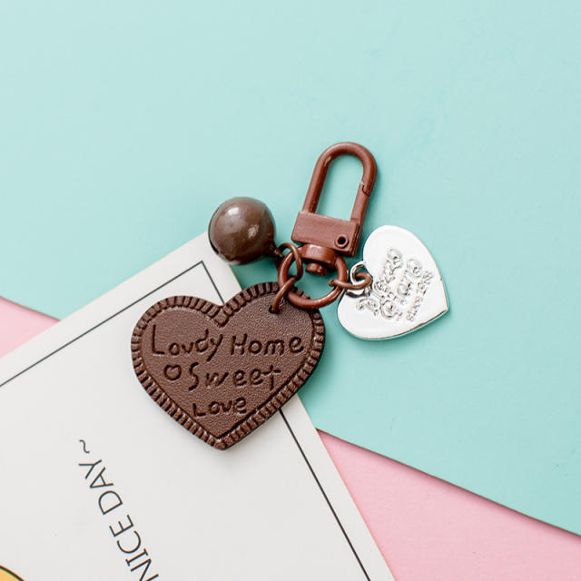 Cute candy color letter heart keychain