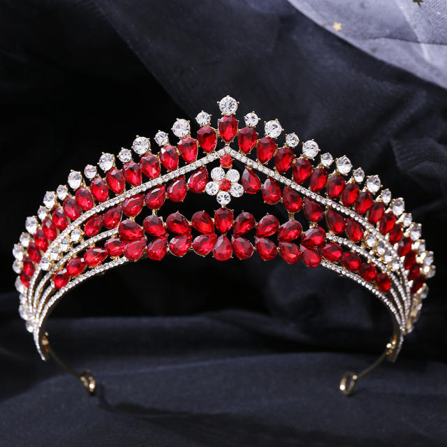 Luxury color glass crystal statement women crown