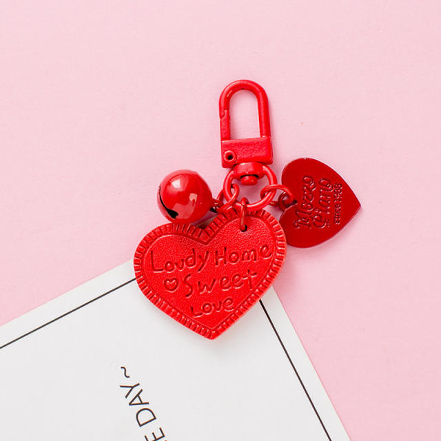 Cute candy color letter heart keychain