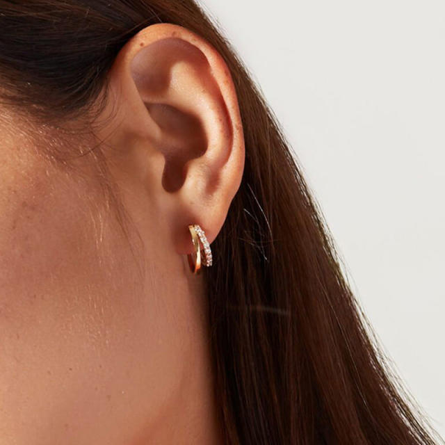 Korean fashion copper material huggie earrings