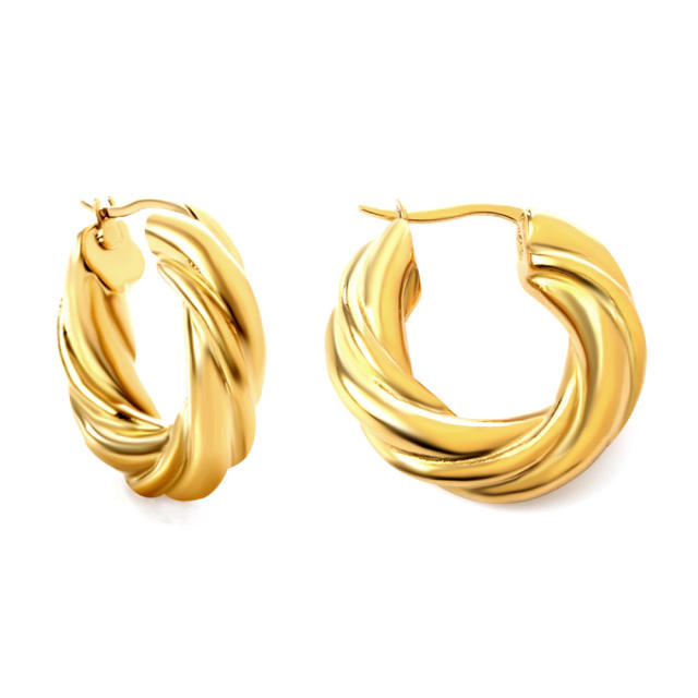 Occident fashion chunky stainless steel huggie earrings