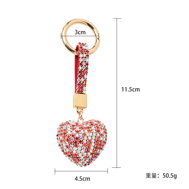 Korean fashion diamond heart women keychain