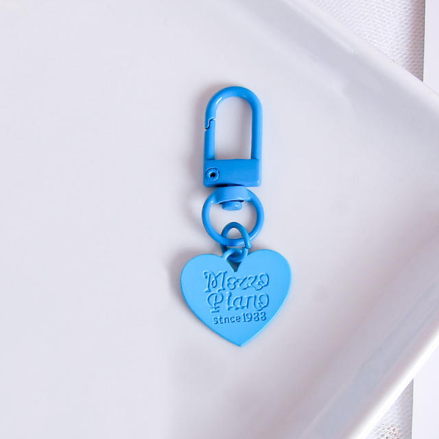 Candy color engrave letter heart keychain