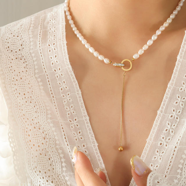 Luxury water pearl beaded choker necklace