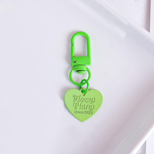 Candy color engrave letter heart keychain