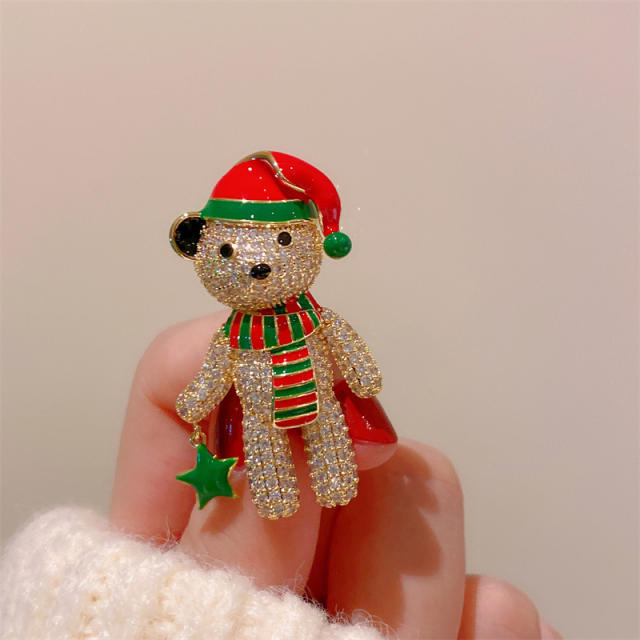 Christmas series diamond bear brooch
