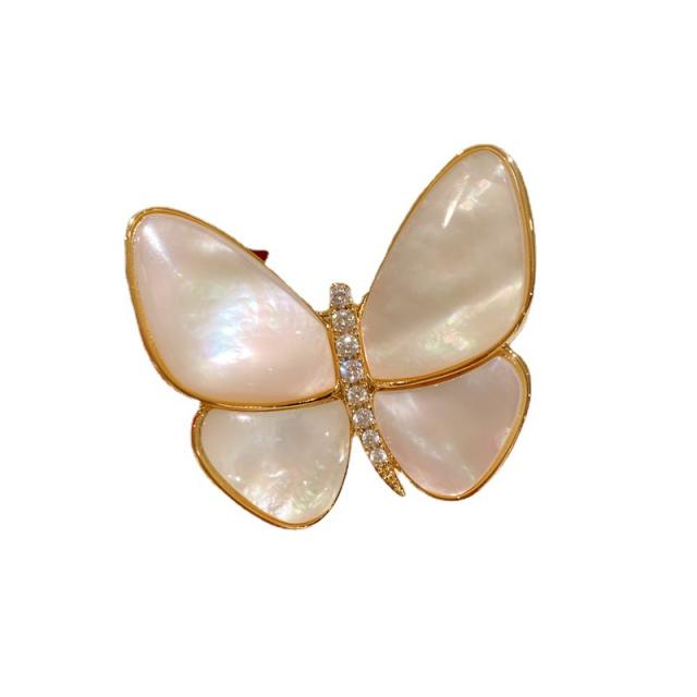 Elegant natural shell butterfly women brooch