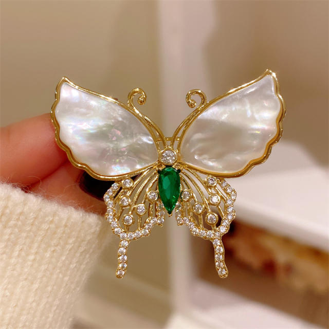 Creative luxury shell butterfly diamond brooch