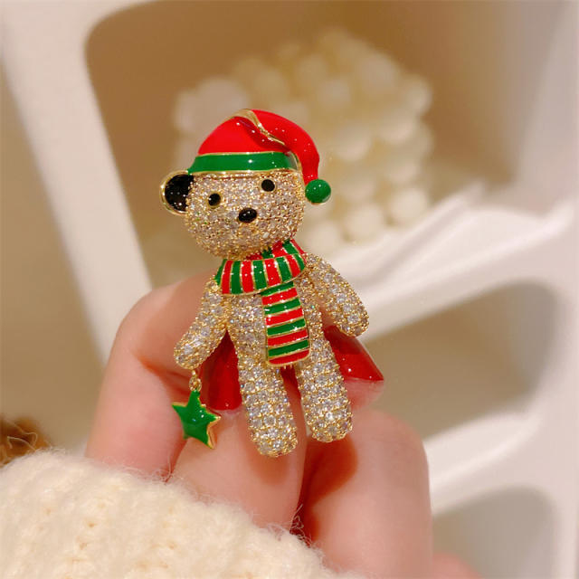 Christmas series diamond bear brooch