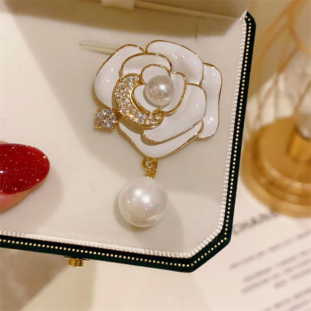 Vintage color enamel rose brooch