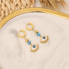 Personality evil eye leaf design stainless steel earrings