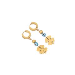 Personality evil eye leaf design stainless steel earrings