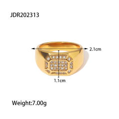18K cubic zircon setting chunky stainless steel rings