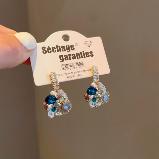 Luxury handmade cubic zircon flower earrings