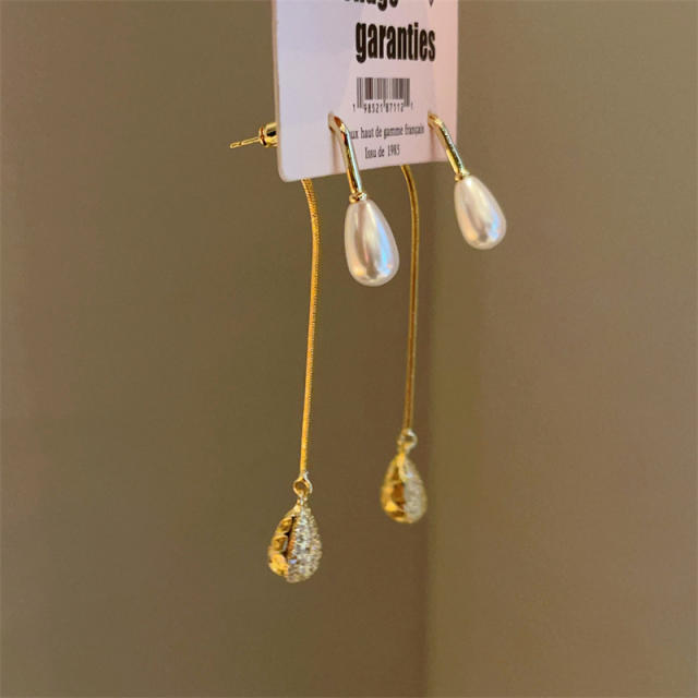 Elegant water pearl long earrings