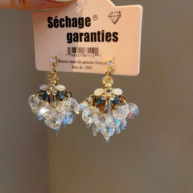 Luxury handmade crystal tassel women earrings