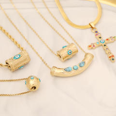 Personality blue color evil eye stainless steel necklace