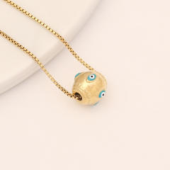 Personality blue color evil eye stainless steel necklace