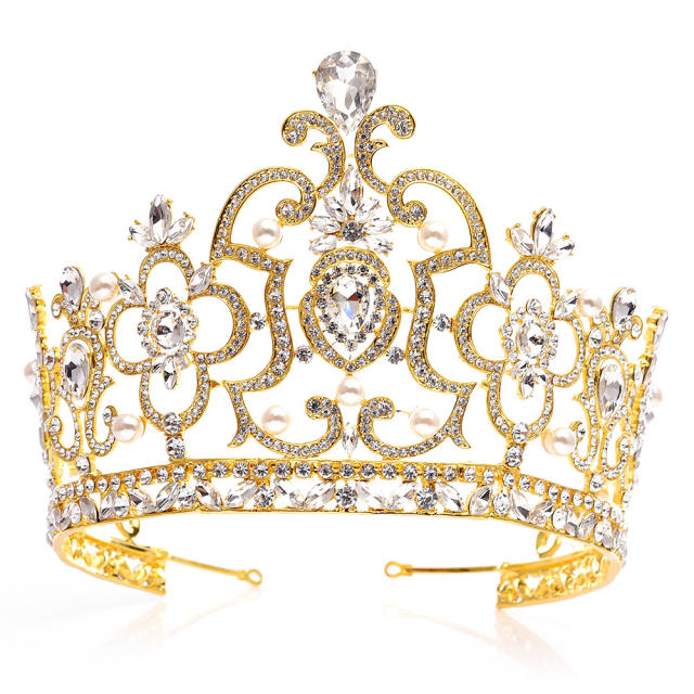 Baroque trend hollow design color glass crystal crown