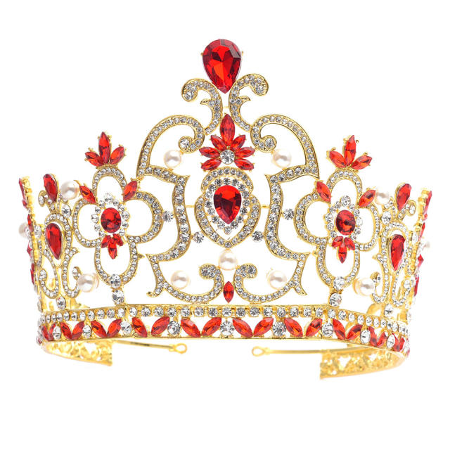 Baroque trend hollow design color glass crystal crown