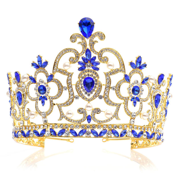 Baroque trend hollow design color glass crystal crown