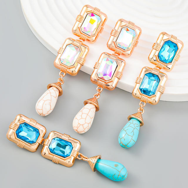 Boho elegant Turquoise drop geometric earrings