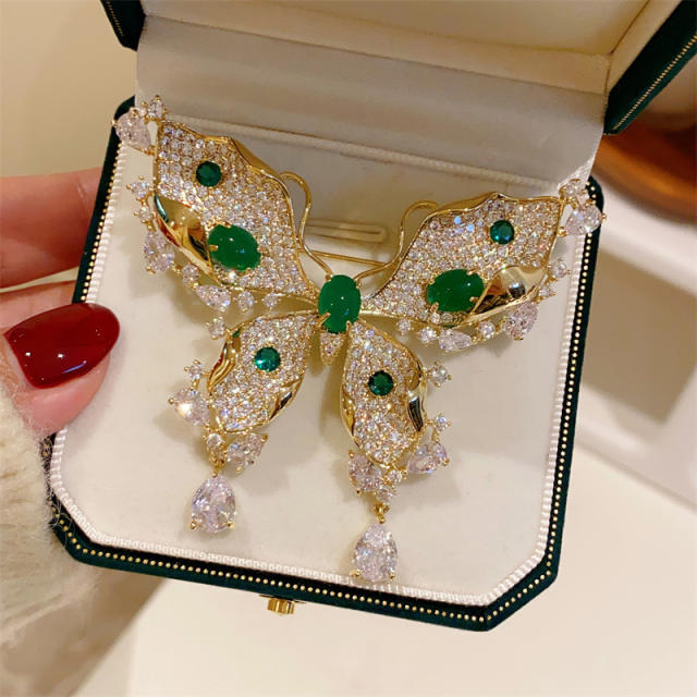 French trend pave setting diamond butterfly brooch